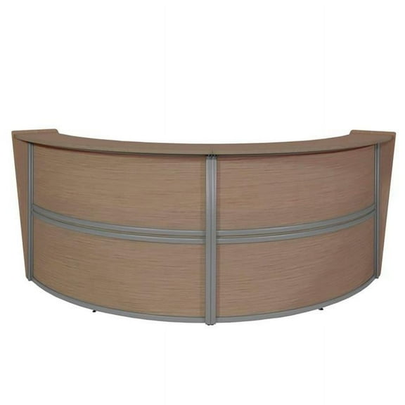 Regency Seating B3177069 Marque Double Unit Reception Curved Desk Workstation - 124.5 x 49 x 45.5 in. - Noble Oak