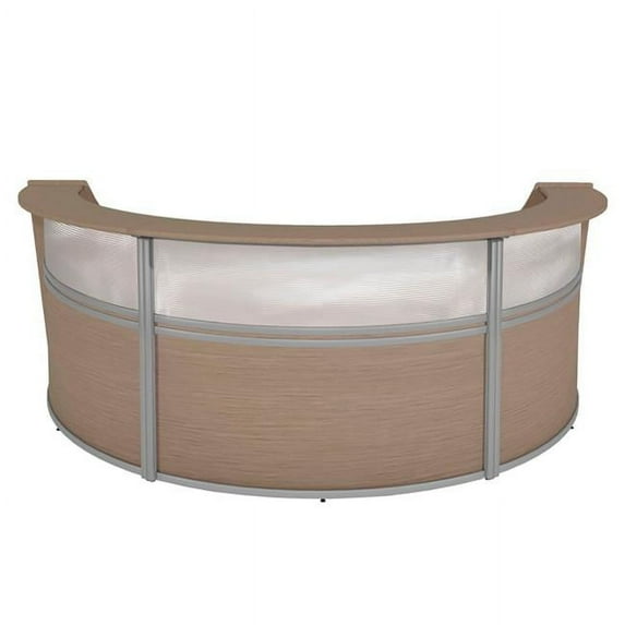 Regency Seating B3177081 Marque Plexi Triple Unit Reception Desk Workstation - 143.5 x 71 x 45.5 in. - Noble Oak