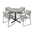 thumbnail image 1 of Regency Seating Cain 42" Round Breakroom Table- Maple & 4 Zeng Stack Chairs- Grey (TB42RNDPL44GY), 1 of 2