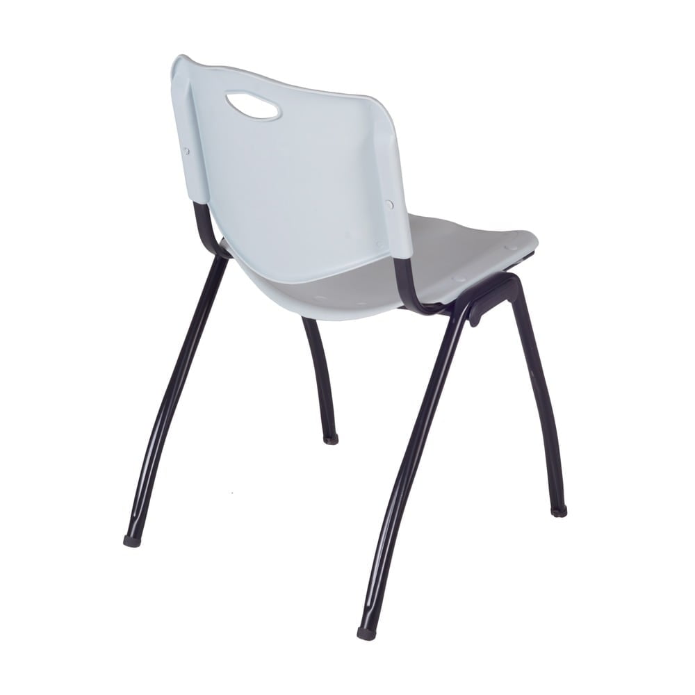 Industrial Gray Leather & Metal Stacking Chair - 20"W x 30"H