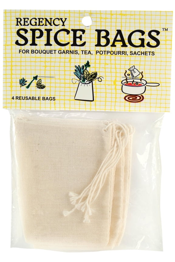 Regency Spice Bag for Bouquet Garnis with Drawstring Tops, Set of 4