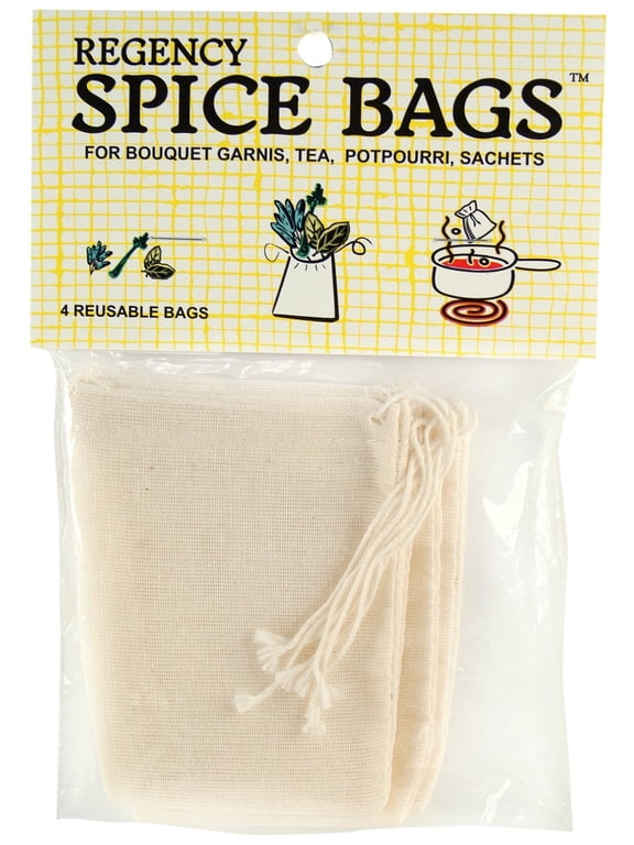 Regency Spice Bag for Bouquet Garnis with Drawstring Tops, Set of 4