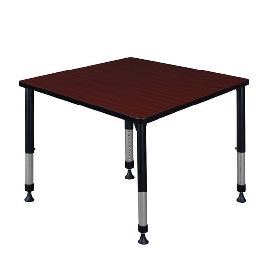 Regency 36 in. Square Height Adjustable Classroom Activity Table- Mahogany