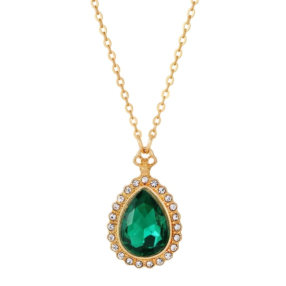 Regency Stone Teardrop Crystal Pendant Necklace 16 + 3 Extender