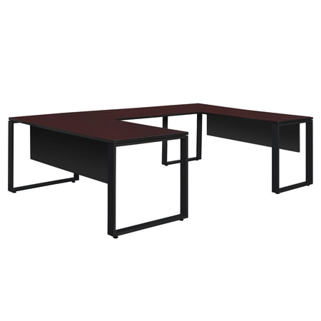 Regency Structure 72" x 30" U-Desk Shell with 42" Bridge- Mahogany/Black