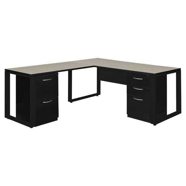 Regency Structure 72 x 78 in. Corner L Desk with Metal Pedestal Drawer- Maple