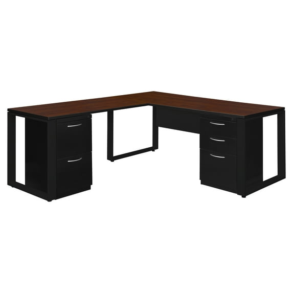 Regency Structure 66 x 72 in. Corner L Desk with Metal Pedestal Drawer- Cherry