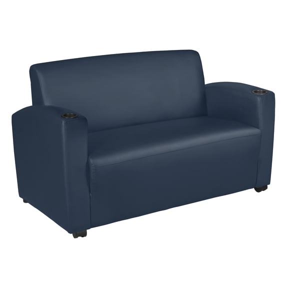 Regency Supernova Loveseat with Sleek Navy Blue Vinyl Upholstery, Ergonomic and Durable Design, Comfortable Seating for Offices, Homes, Lounges, Classrooms, Waiting Rooms, or Conference Areas