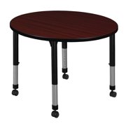 Regency 36 in. Round Height Adjustable Mobile Classroom Activity Table- Mahogany