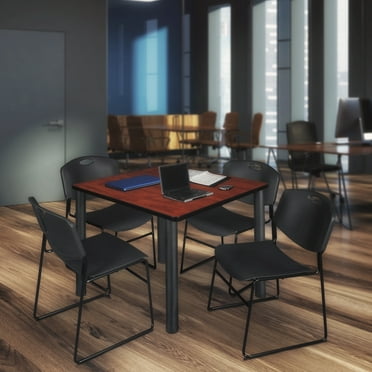 Regency TB4242CHBPBK44BK 42 in. Kee Square Breakroom Table & 4 Zeng Stack Chairs, Cherry & Black