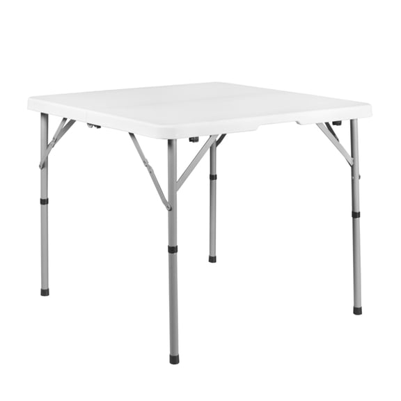 Romig Trestle Series 34" Square Commercial Grade Blow-Molded Plastic Fold in Half Table - White