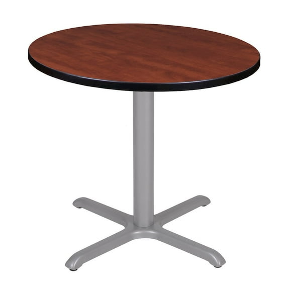 Regency 30 in. Small Round X-Base Breakroom Table- Cherry Top, Grey Legs