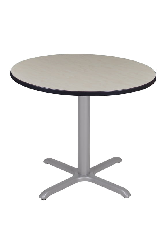Via 36 inch Round X-Base Table in Maple with Grey Base
