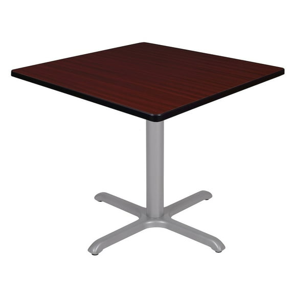 Regency 42 in. Medium Square X-Base Breakroom Table- Mahogany Top, Grey Legs