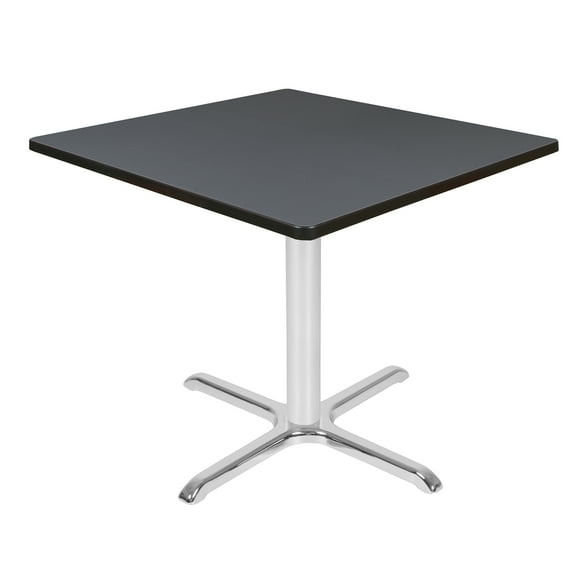 Regency Via 42 in. Medium Square X-Base Breakroom Table- Grey Top, Chrome Legs
