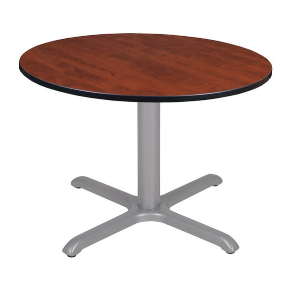 Regency 48 in. Large Round X-Base Breakroom Table- Cherry Top, Grey Legs