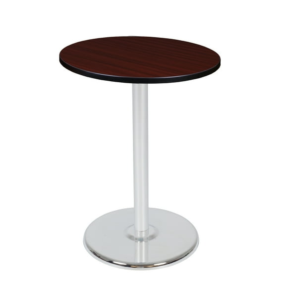 Regency Via Cafe High 30" Round Platter Base Table- Mahogany/Chrome