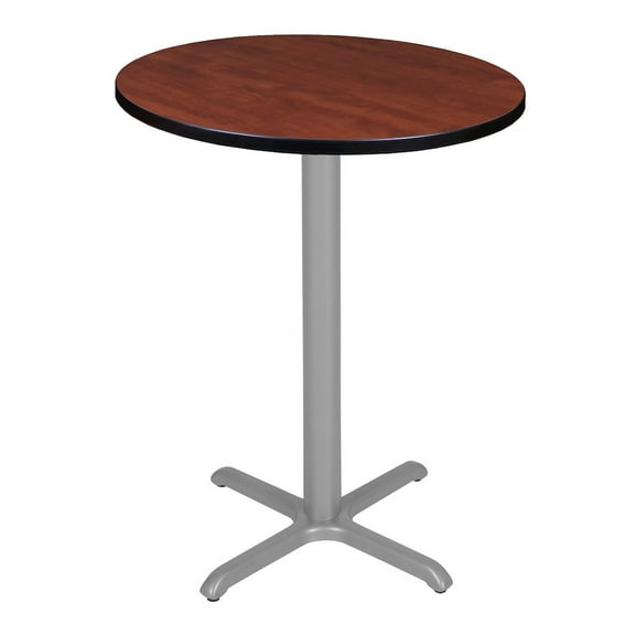 Regency Cafe High 30" Round X-Base Table- Cherry/ Grey Base