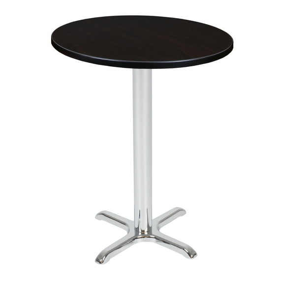 Regency Via Cafe High 30" Round X-Base Table- Mocha Walnut/Chrome