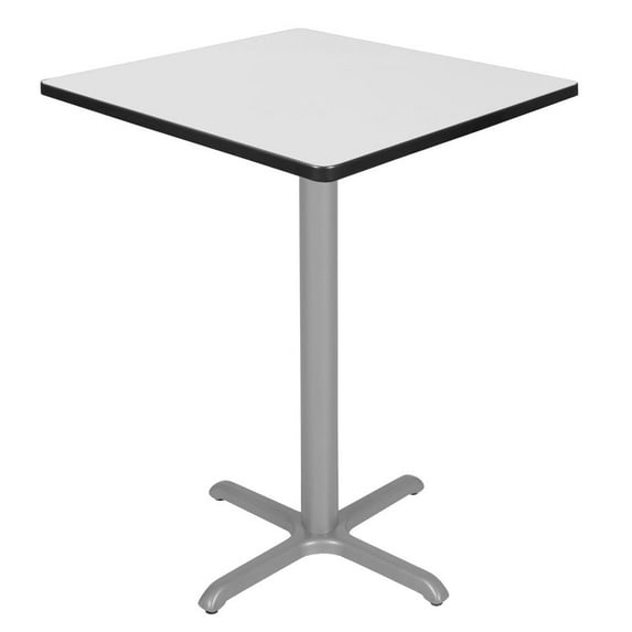 Via Cafe High 30" Square X-Base Table- White/Grey