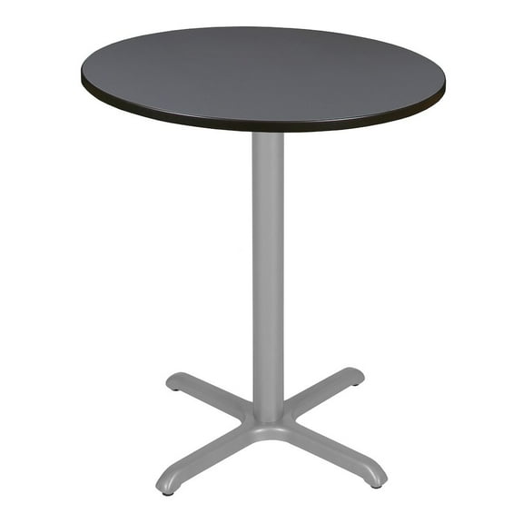 Regency Via Cafe High 36in. Round X-Base Table- Grey/Grey
