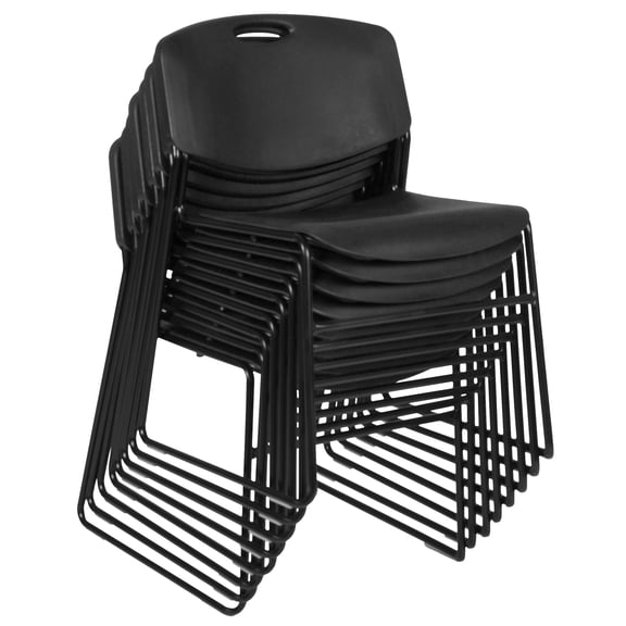 Romig Zeng 400lb Capacity Armless Stackable Chair – Ultra-Compact, Heavy-Duty Metal Frame with Durable Plastic Seat, Space-Saving & Versatile for Offices, Classrooms & Events (Black, 8 Pack)