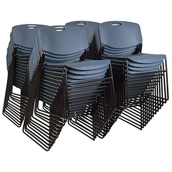 Regency Zeng Ultra Compact Metal Frame Armless Stackable Chair - Blue, PK50