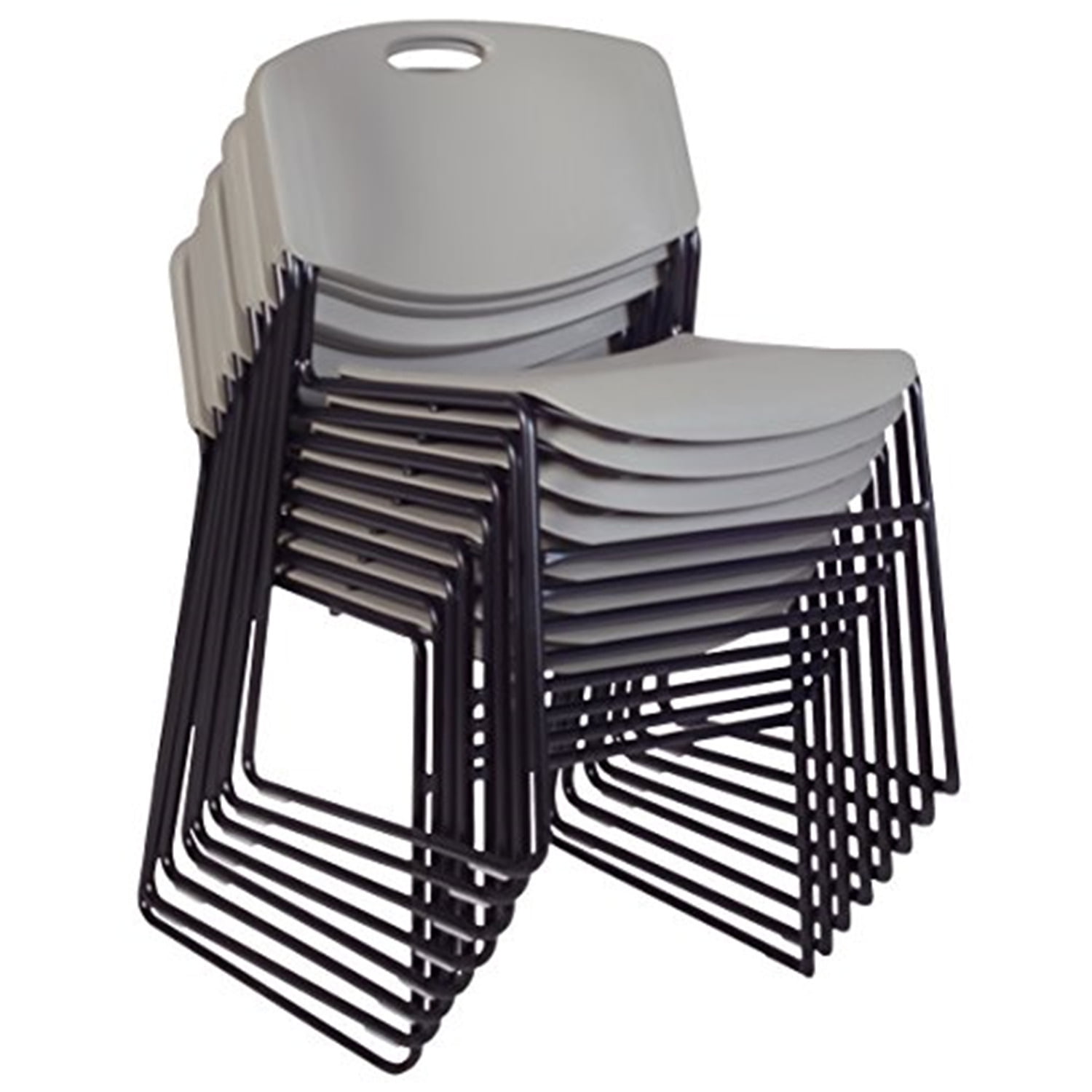 Gray Armless Metal Frame Stackable Chairs, Set of 8
