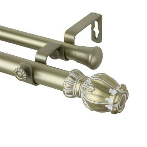 Regent 1" Double Curtain Rod-Color:Light Gold,Size:120-170"