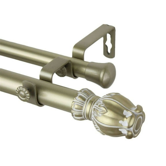 Regent 1" Double Curtain Rod-Color:Light Gold,Size:160-240"