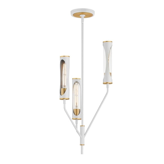 Regent 3 - Light Light French Gray And Natural Aged Brass - LED Glass And Steel Pendant Light