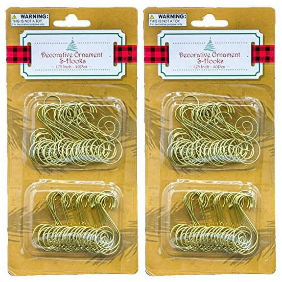Regent Christmas Ornament Hooks (80 Count Total) Decorative S Hooks, Gold, 1.75 Inch