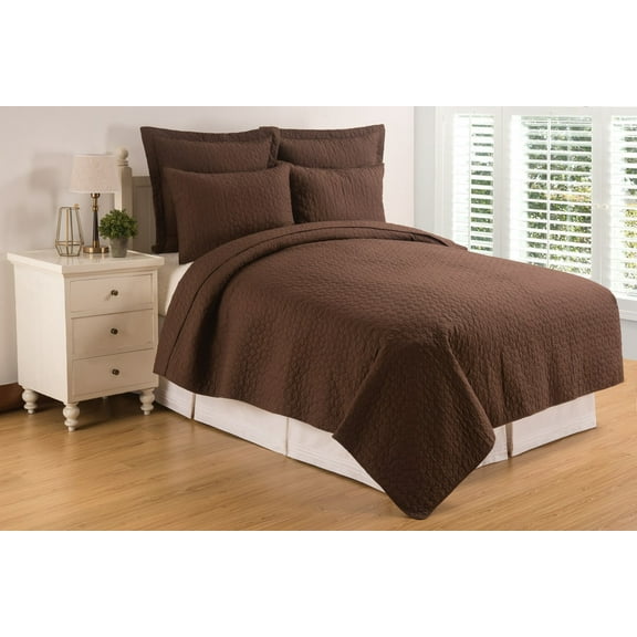 Regent Diamond Solid Cocoa Brown Twin 2 Piece Quilt Set