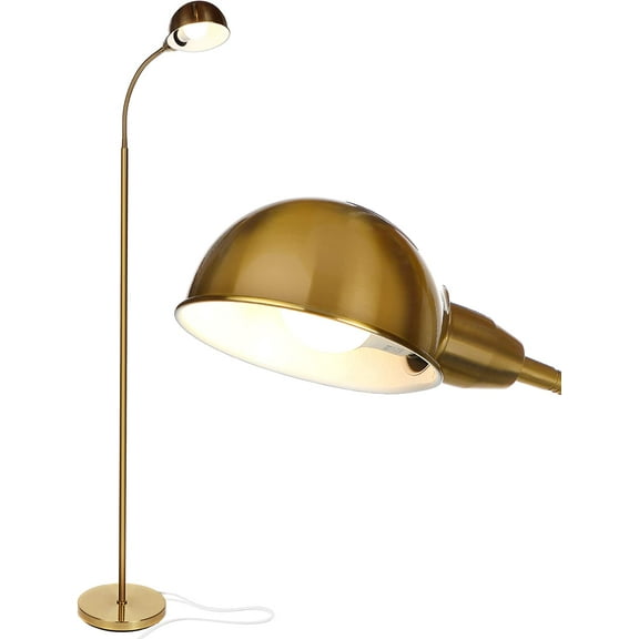 Regent LED Floor Lamp, Free Standing Corner Pole Light with Adjustable Gooseneck, Tall Bright Skinny Lamp for Office Desk, Living Room Sofa or Chair - Brass/Gold