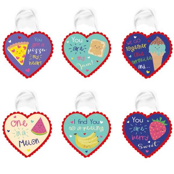 Regent Products  11.8 x 11 in. Valentine MDF Heart Fun Food Designs Wall Plaque with Glitter, 6 Assorted Style - Pack of 24