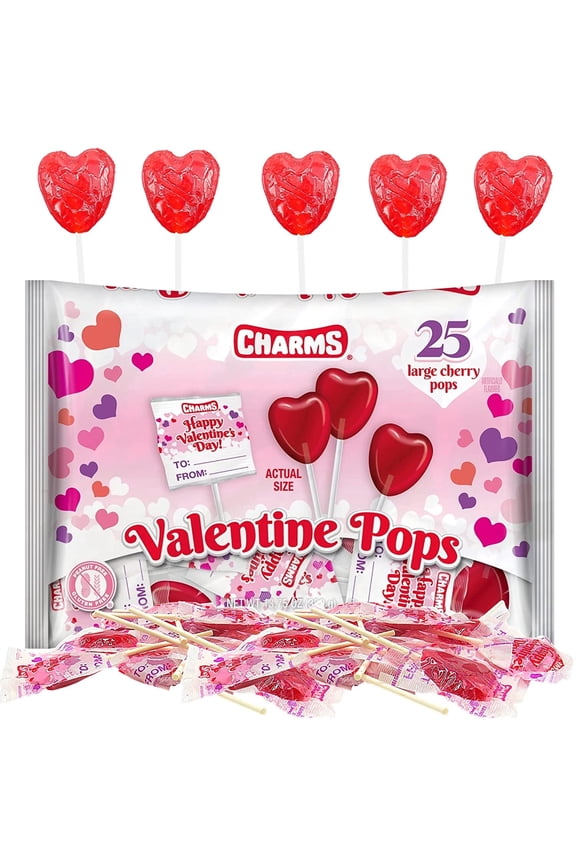 Valentines Pops Heart Shaped, Individually Wrapped Classroom Party Candy, 13.75 oz