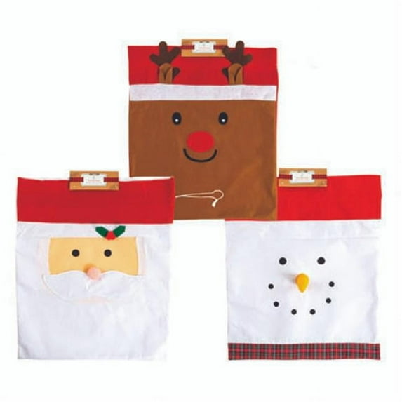 Regent Products  23 x 18 in. Gift Sack Felt Drawstring Santa Snow Deer with Christmas Header, 3 Assorted Color