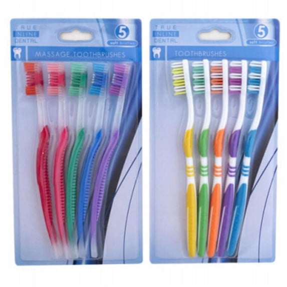 Regent Products 270925 Adult Toothbrush, Assorted Colors - Pack of 5