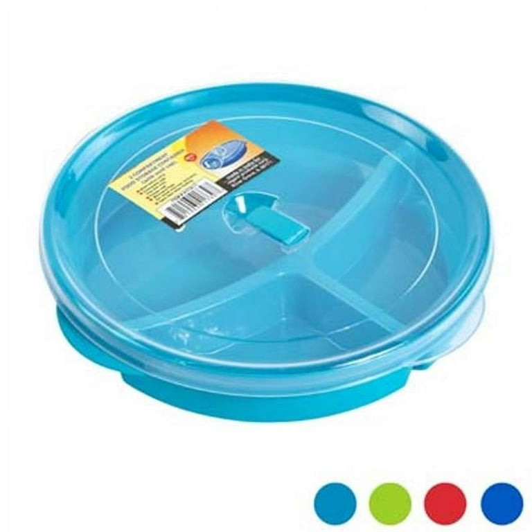 (Set of 6) Microwave Food Storage Tray Containers - 3 Section