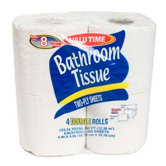 Regent Products 4629 Valu Time 2 Ply Double Bath Tissue Roll - Pack of 4, Case of 12 - Blue