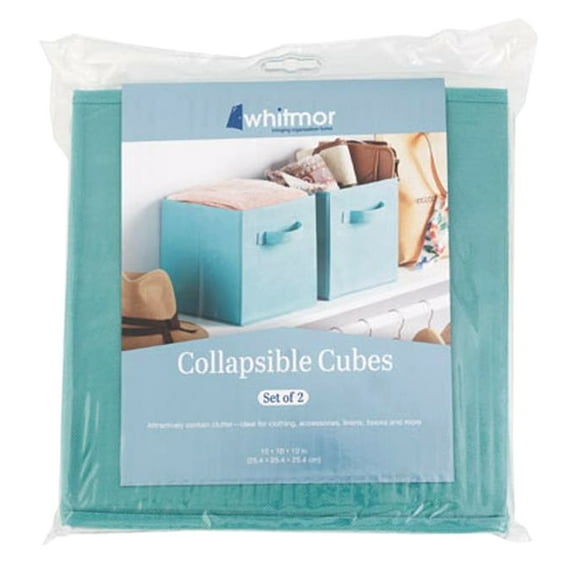 Regent Products 639947 10 x 10 in. Collapsible Canvas Storage Cube Set, Turquoise - 2 Piece