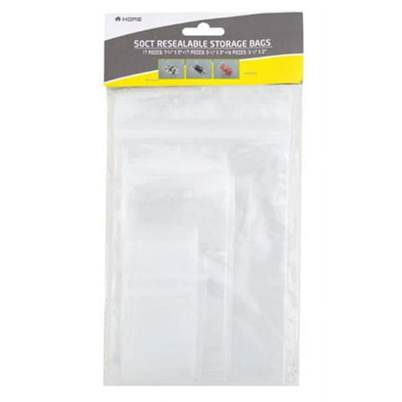 Regent Products 7.75 x 5.25 x 3 in. Resealable Storage Bags with Polybag Header, 3 Assorted Color - 50 Count