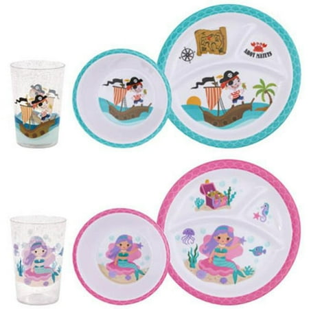 Regent Products G05341T Kids Shipper Mermaid Pirate Bowl Cup Div Plate Melamine Dinnerware - 144 Piece