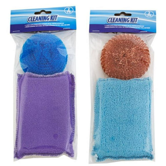 Regent Products G11414 Cloth Sponge Cleaning Kit with Scrubber & Scour Pad Clean PBH - Pack of 2