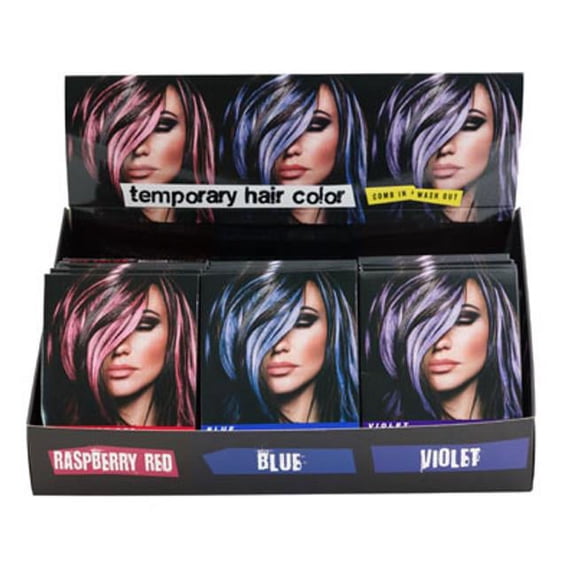 Regent Products G14587T 0.5 oz Raspberry Red & Blue Violet Temporary Hair Color Comb in PDQ, 3 Assorted Color - 36 Piece