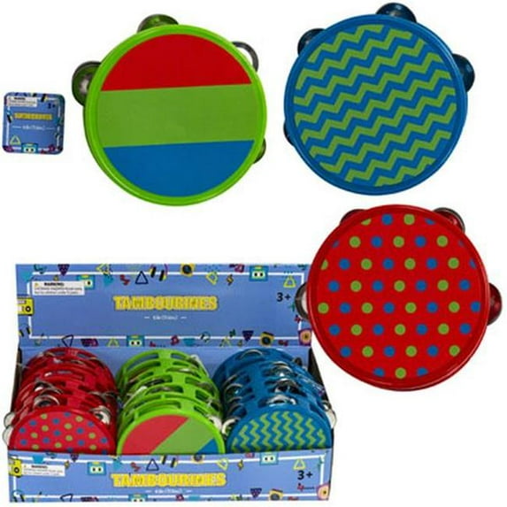 Regent Products G16187 4.5 in. Tambourine Toy, 3 Assorted Designs - Pack of 24