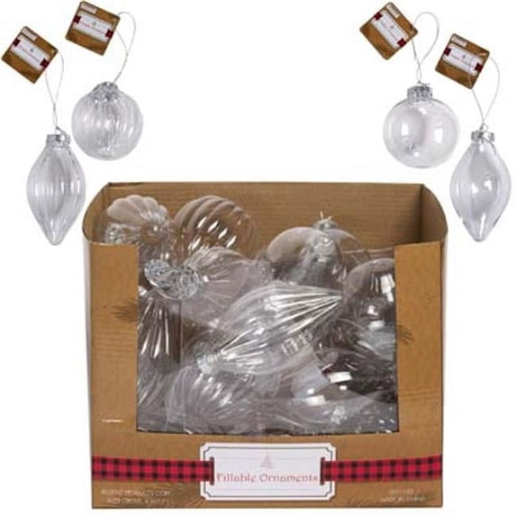Regent Products G91193 Clear Fillable Shape Ornament in PBQ & Hot, 4 Assorted Color - 24 Piece
