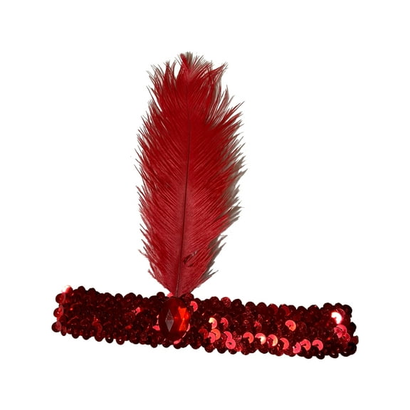 Roaring 20s Flapper Red Sequin Headband Costume Accessory Set