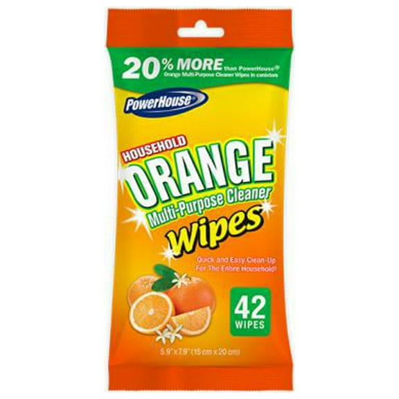 PowerHouse 94067-16 Orange Citrus Wipes, Multi-Purpose , 42-Ct. - Quantity 16