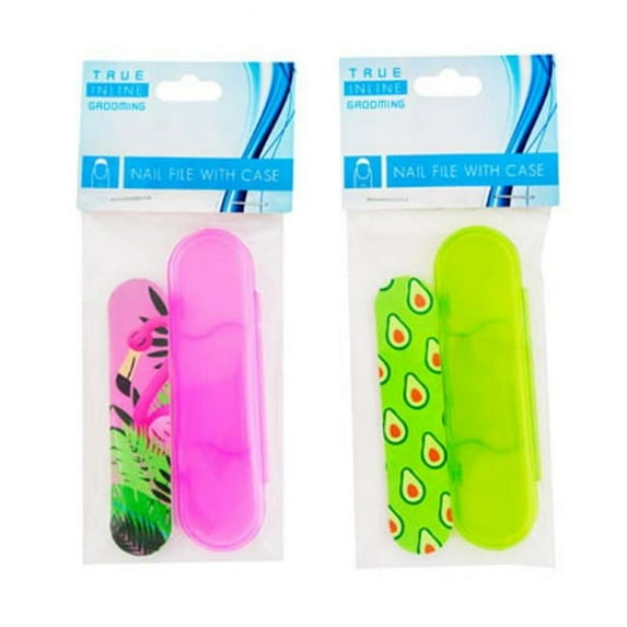 Regent Products  Printed Nail File with Pattern HBA & PBH Strip Pbsleeve Flamingo & Avocado Mini Case, 2 Assorted Color - 12 Piece